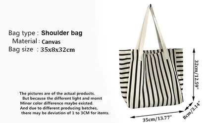 Luxury Striped Canvas Beach Tote