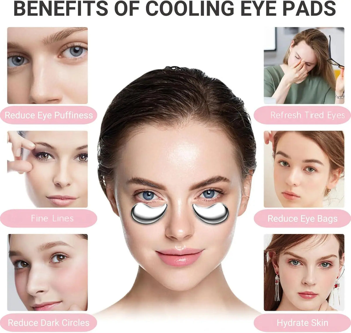 Stainless Steel Cooling Eye Pads for Puffy Eyes & Dark Circles