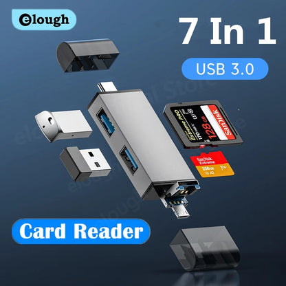 7-in-1 Universal USB 3.0 Memory Card Reader & Type-C OTG Adapter