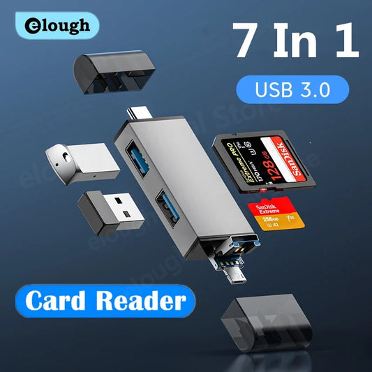 7-in-1 Universal USB 3.0 Memory Card Reader & Type-C OTG Adapter