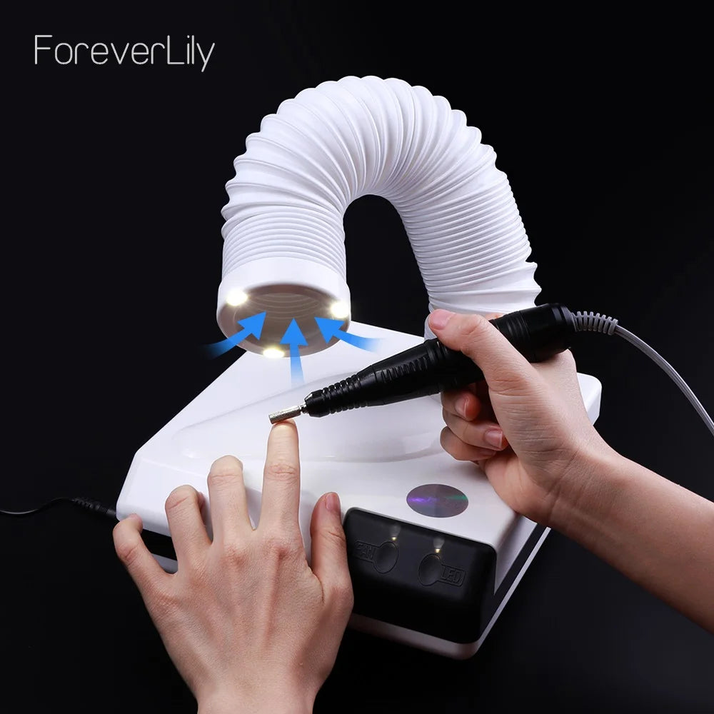 60W Nail Dust Collector Extractor Fan Vacuum with Retractable LED Tube for Manicure Salon