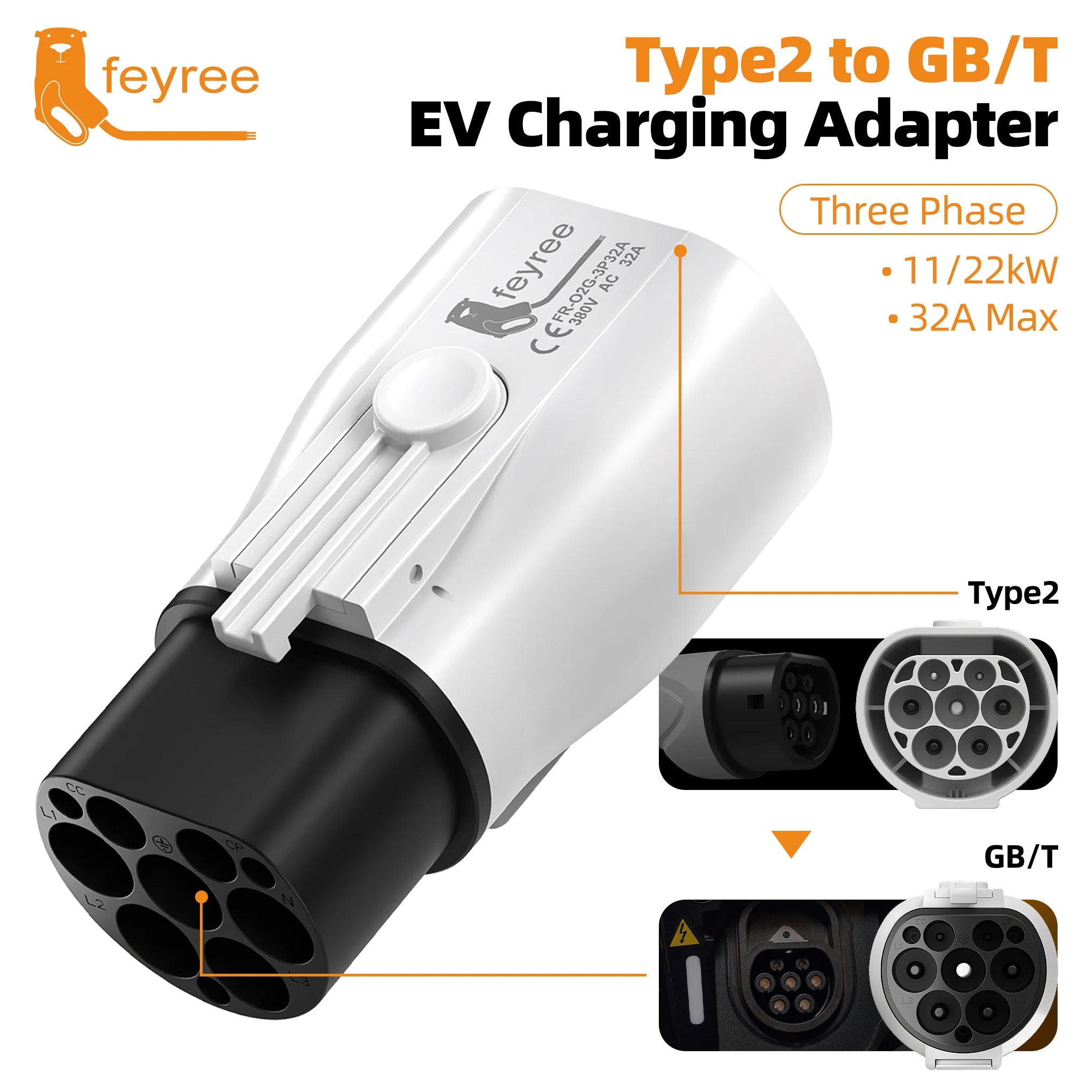 Type 2 to GB/T EV Charging Adapter 32A 22KW for Electric Vehicles - 18
