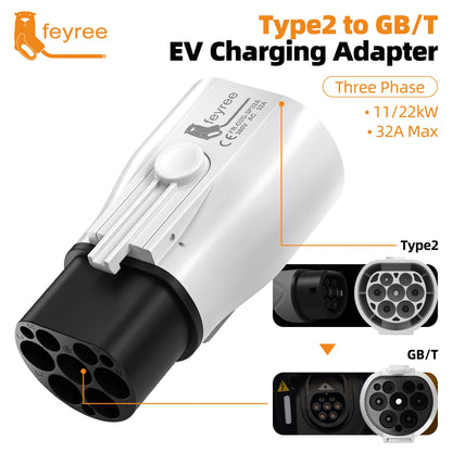 Type 2 to GB/T EV Charging Adapter 32A 22KW for Electric Vehicles