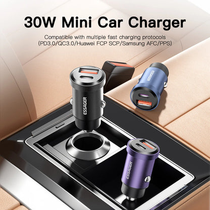 Essager 45W Fast Car Charger PD 3.0 Dual Port USB-C Adapter for Phone