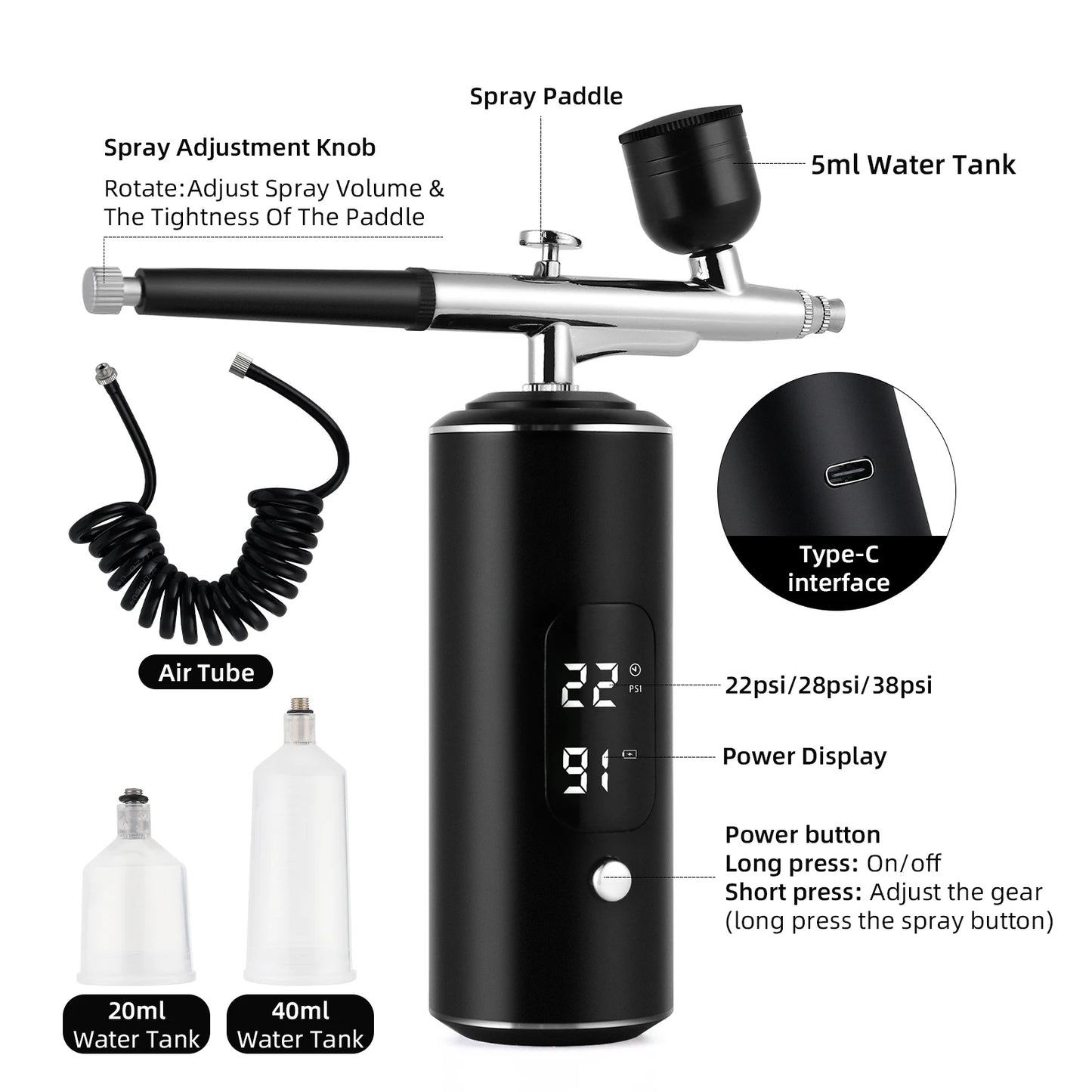 Cordless Airbrush Kit with Compressor for Nails, Cake & Makeup