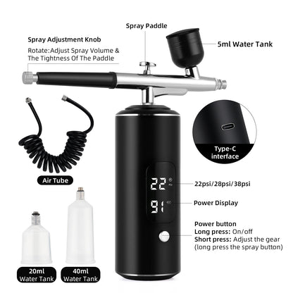 Cordless Airbrush Kit with Compressor for Nails, Cake & Makeup