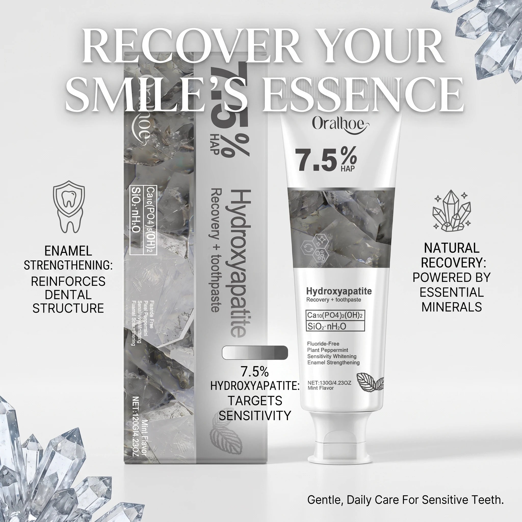 7.5% Hydroxyapatite Enamel Repair & Whitening Toothpaste - Sensitive Teeth Care - 1