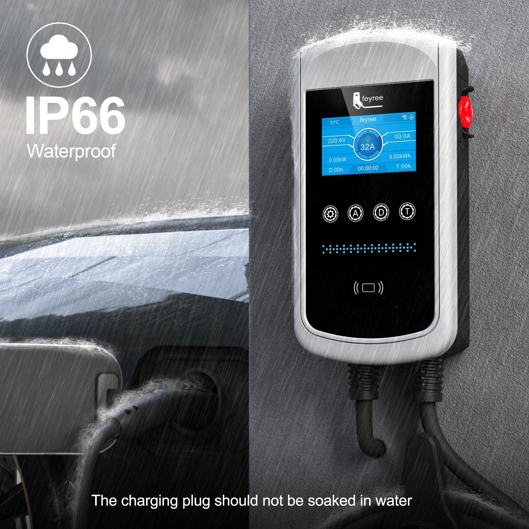 Smart EV Home Charging Station - 7kW-12kW WiFi App Control Wallbox - 16
