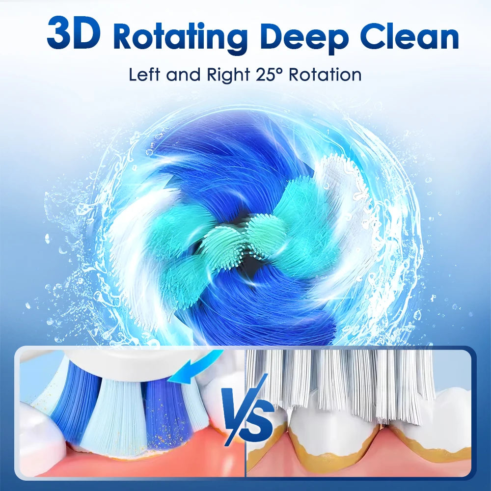 3D Rotating Rechargeable Electric Toothbrush with 5 Cleaning Modes and Smart Timer - 2