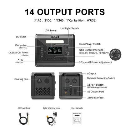 SOLARPLAY Q2501 2160Wh Portable Power Station - 2400W Solar Generator