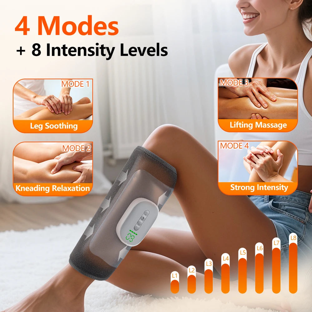Cordless Air Compression Leg Massager with Heat for Calf Pain Relief