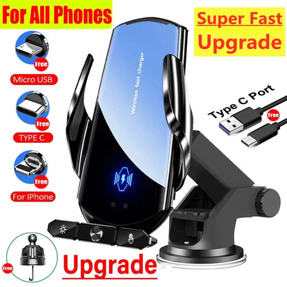 15W Automatic Clamping Car Wireless Charger & Magnetic Phone Mount