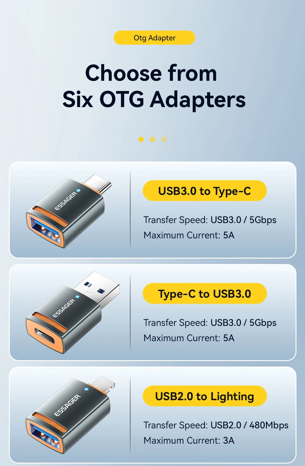 Universal USB 3.0 OTG Adapter Type-C Micro & Lightning Converter - 10