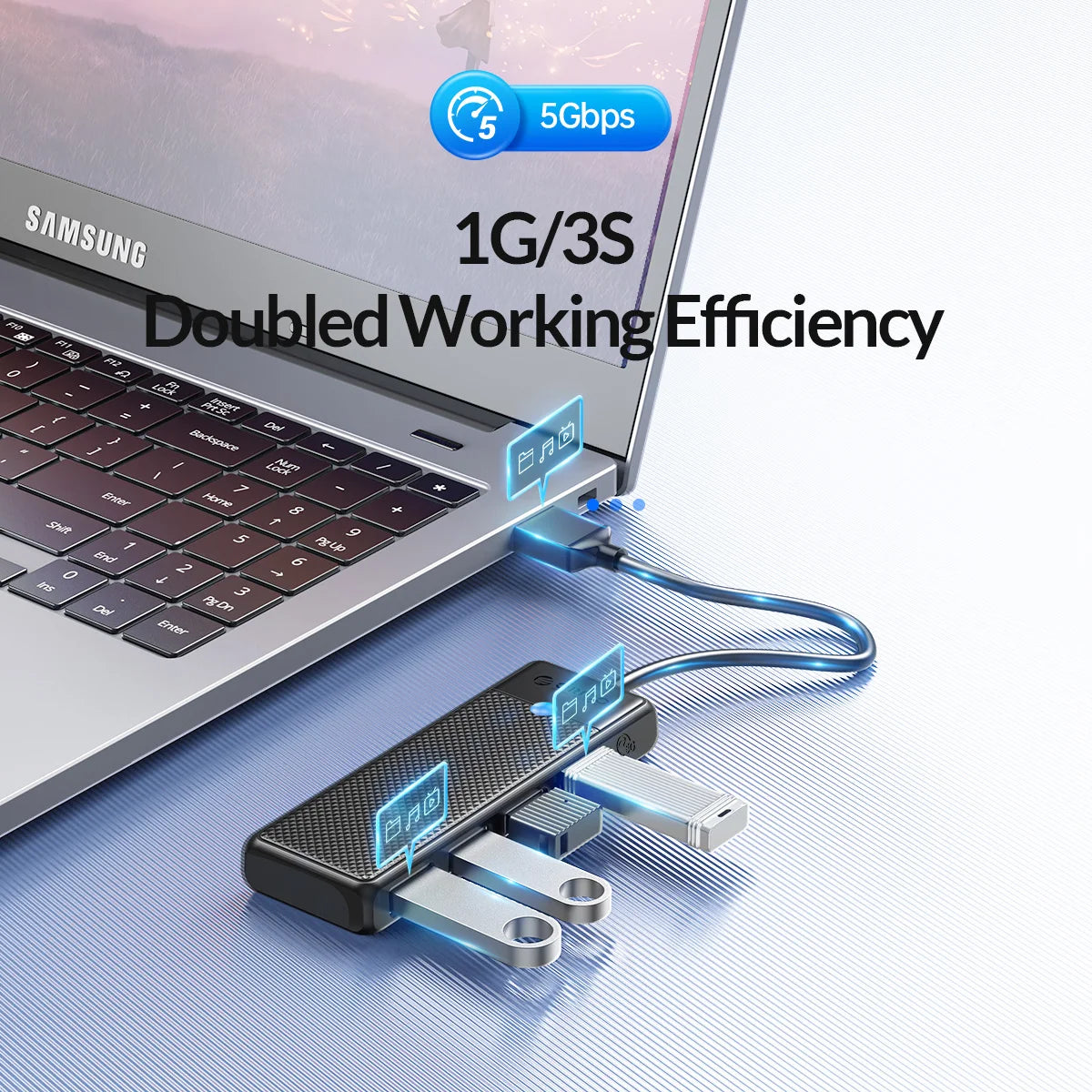 4-Port USB 3.0 Type-C Hub - Ultra-Slim High-Speed Data Expansion Adapter - 8