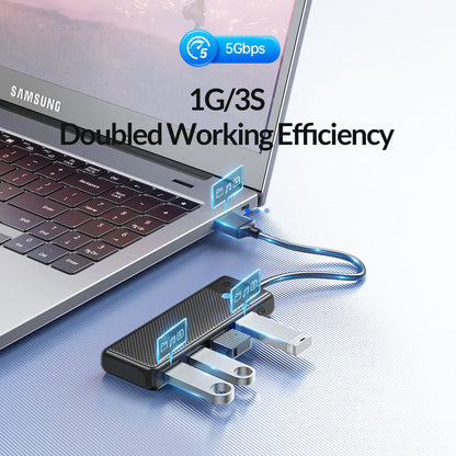 4-Port USB 3.0 Type-C Hub - Ultra-Slim High-Speed Data Expansion Adapter