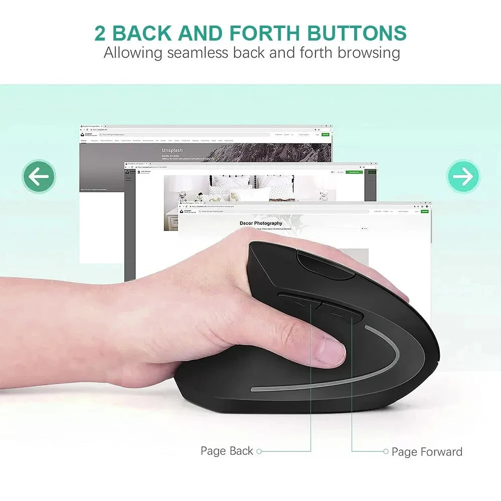 Wireless Ergonomic Vertical Mouse - 2.4GHz Optical Mouse with 3 Adjustable DPI