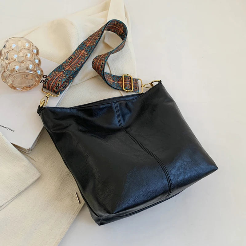 Luxury Vintage Leather Bucket Bag