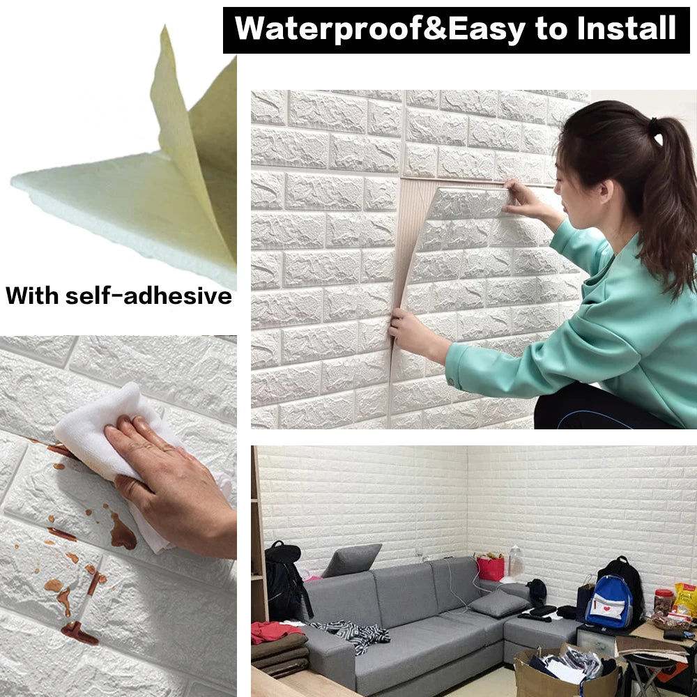Waterproof 3D Peel & Stick Brick Wall Panels