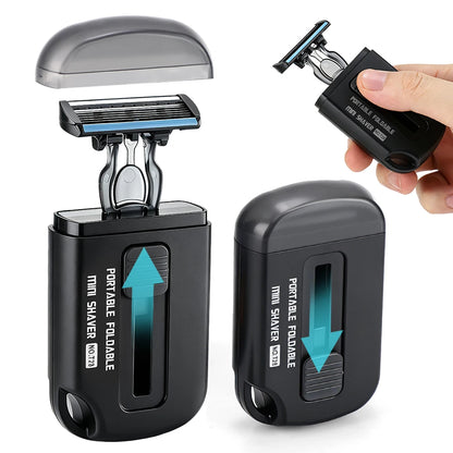 Retractable Portable Manual Travel Shaver for Men - Compact Folding Pocket Razor
