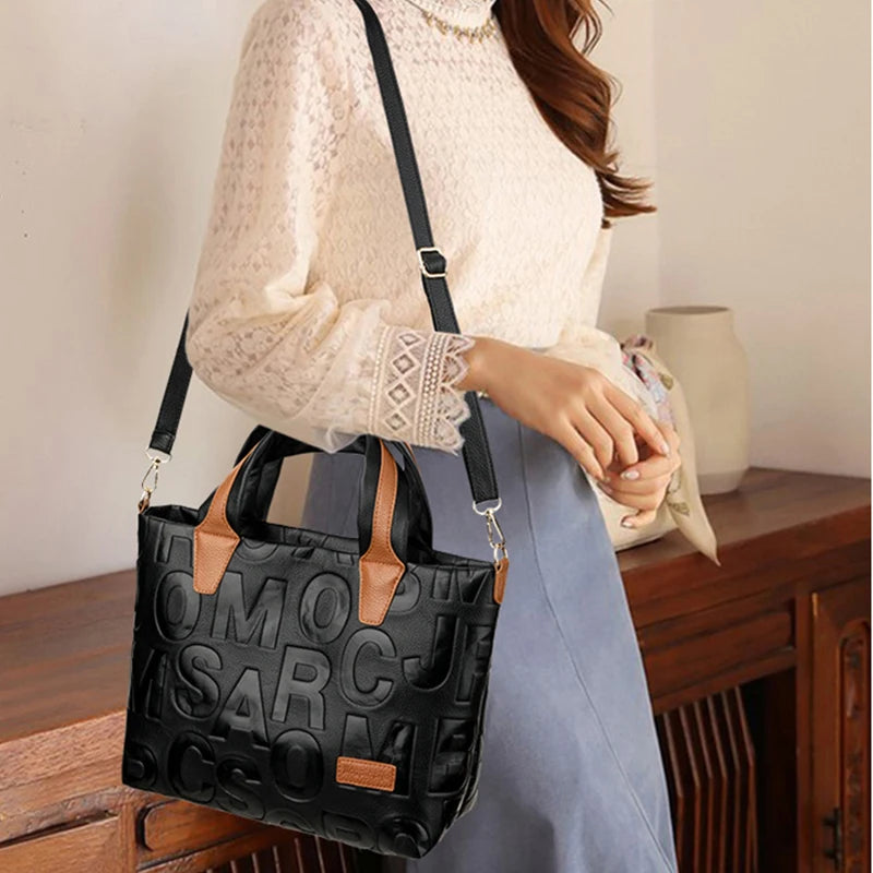 Luxury Contrast Leather Tote