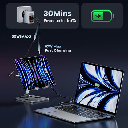 100W GaN USB-C Fast Charger - Multi-Port PD Quick Charging Adapter