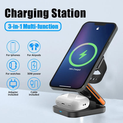 3-in-1 Foldable Magnetic Wireless Charging Station for Apple Devices