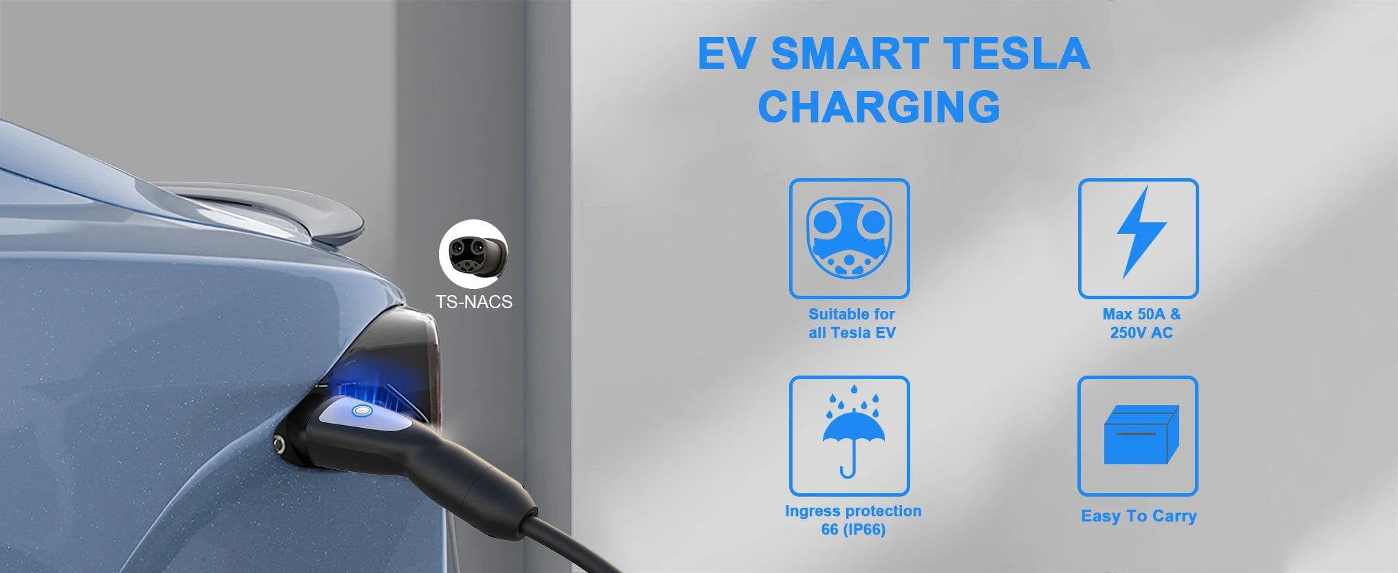 3.5KW Portable EV Charger for Tesla NACS - Adjustable Home Charging Station - 7