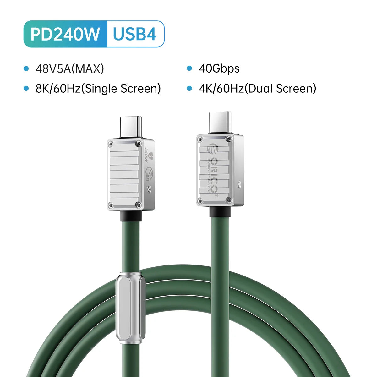 ORICO 240W USB4 Cable - 40Gbps Data, 8K Video & Fast PD Charging - 26
