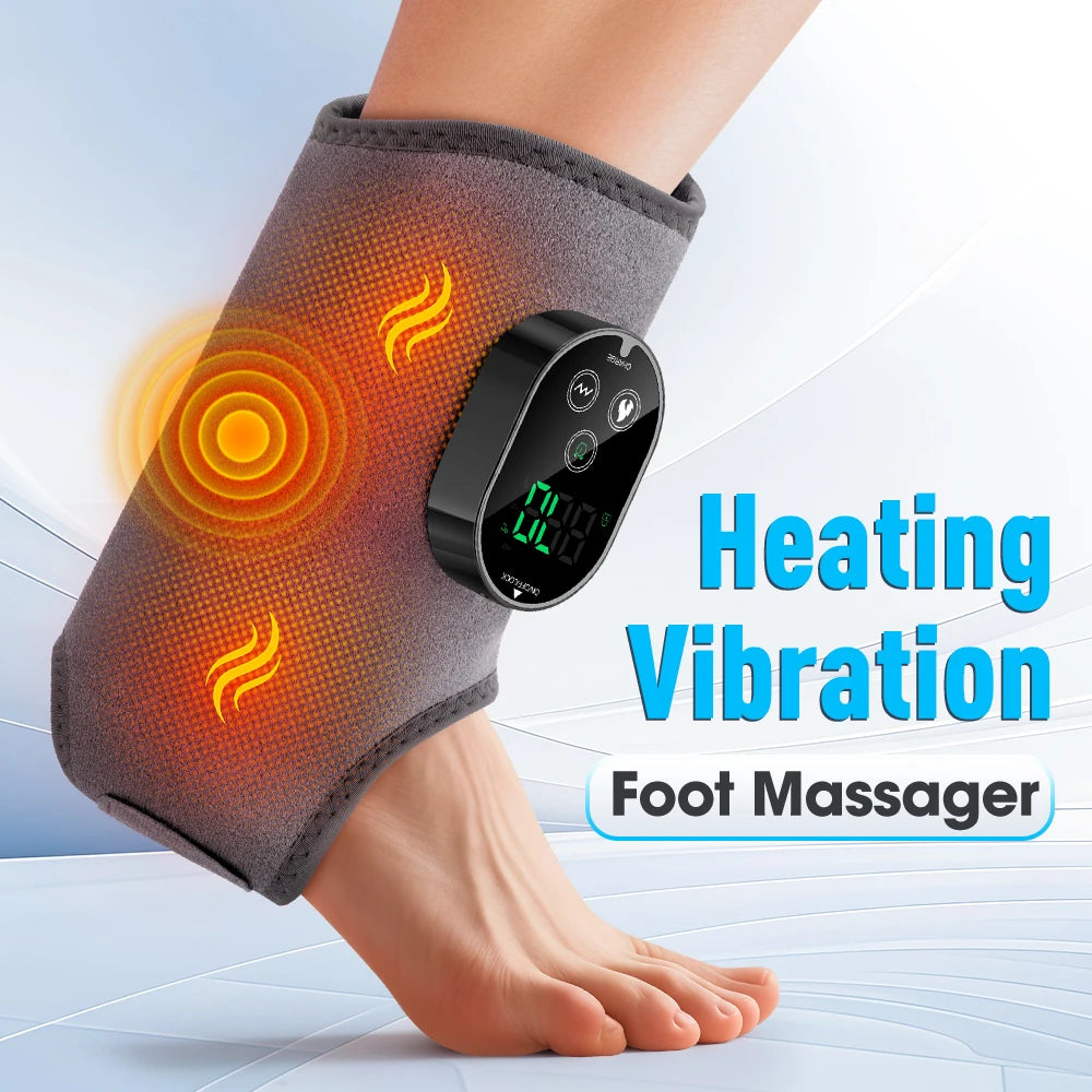 Electric Ankle & Calf Vibration Massager with Heat Therapy for Pain Relief