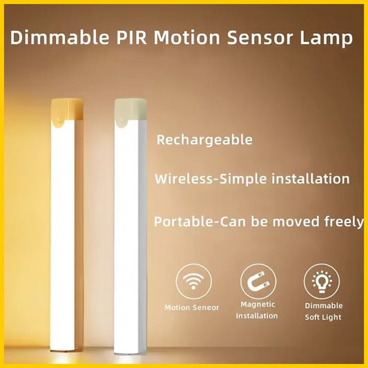 Dimmable LED Motion Sensor Cabinet Light - Wireless Rechargeable Under Closet Night Lamp