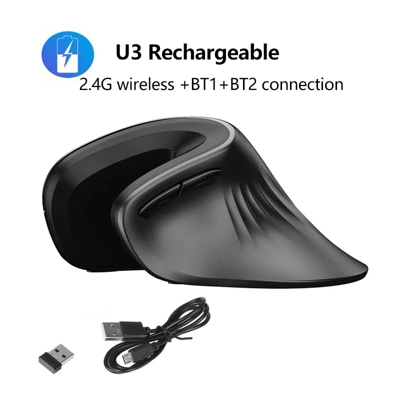 Ergonomic Vertical Wireless Mouse - Silent 6-Button Optical Office Mouse - 13