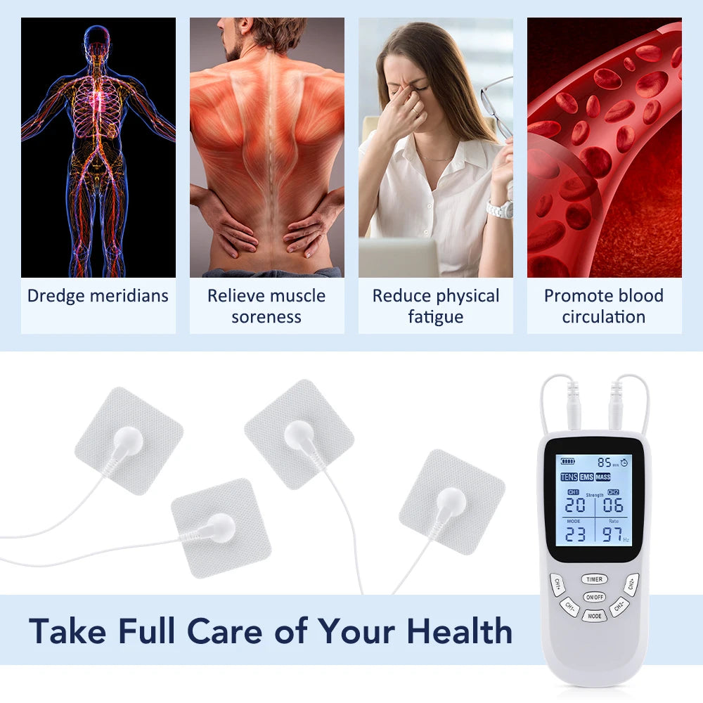 Dual Channel TENS & EMS Muscle Stimulator - Digital Therapy Massager