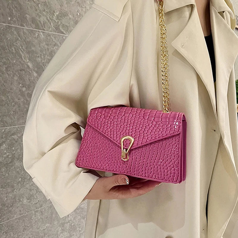 Luxury Croco Chain Shoulder Bag