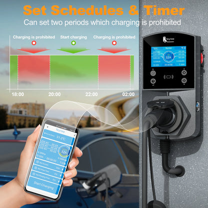 22KW Smart EV Wallbox Charger - WiFi App Control & Weatherproof EVSE