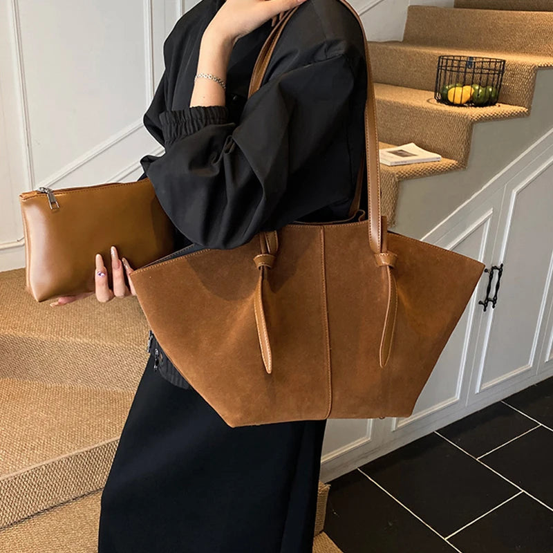 Luxury Retro Suede Shoulder Tote