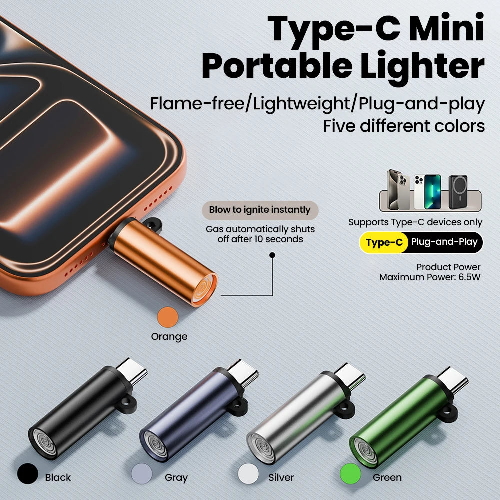 Portable USB-C Mobile Cigarette Lighter - Instant Blow-to-Ignite Tech