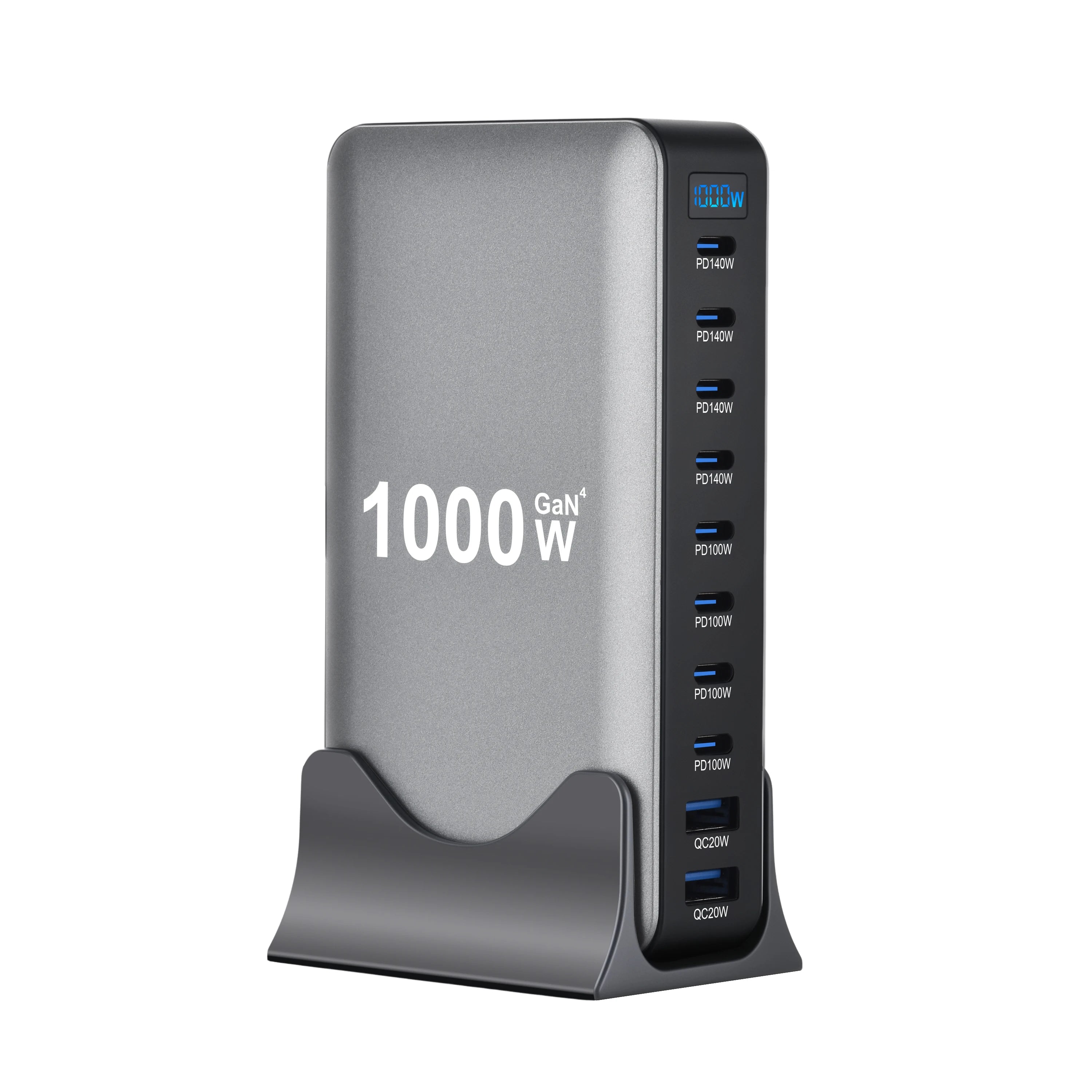 155W GaN Desktop Charger, 10-Port USB-C PD Fast Charging Station - 1