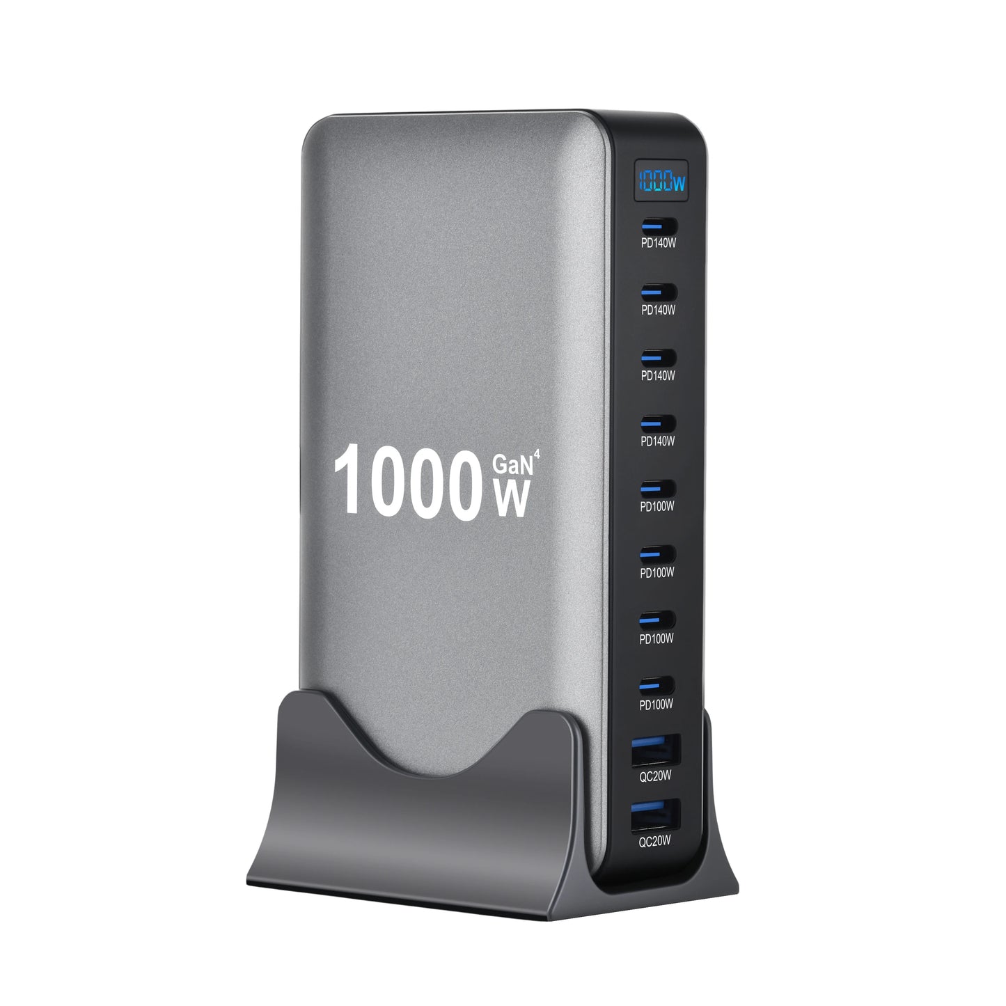 155W GaN Desktop Charger, 10-Port USB-C PD Fast Charging Station