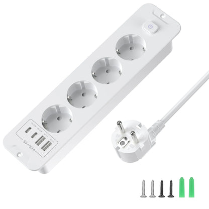 Retractable Desktop Power Strip with 4/6 AC Outlets, USB-C & PD 20W Fast Charge