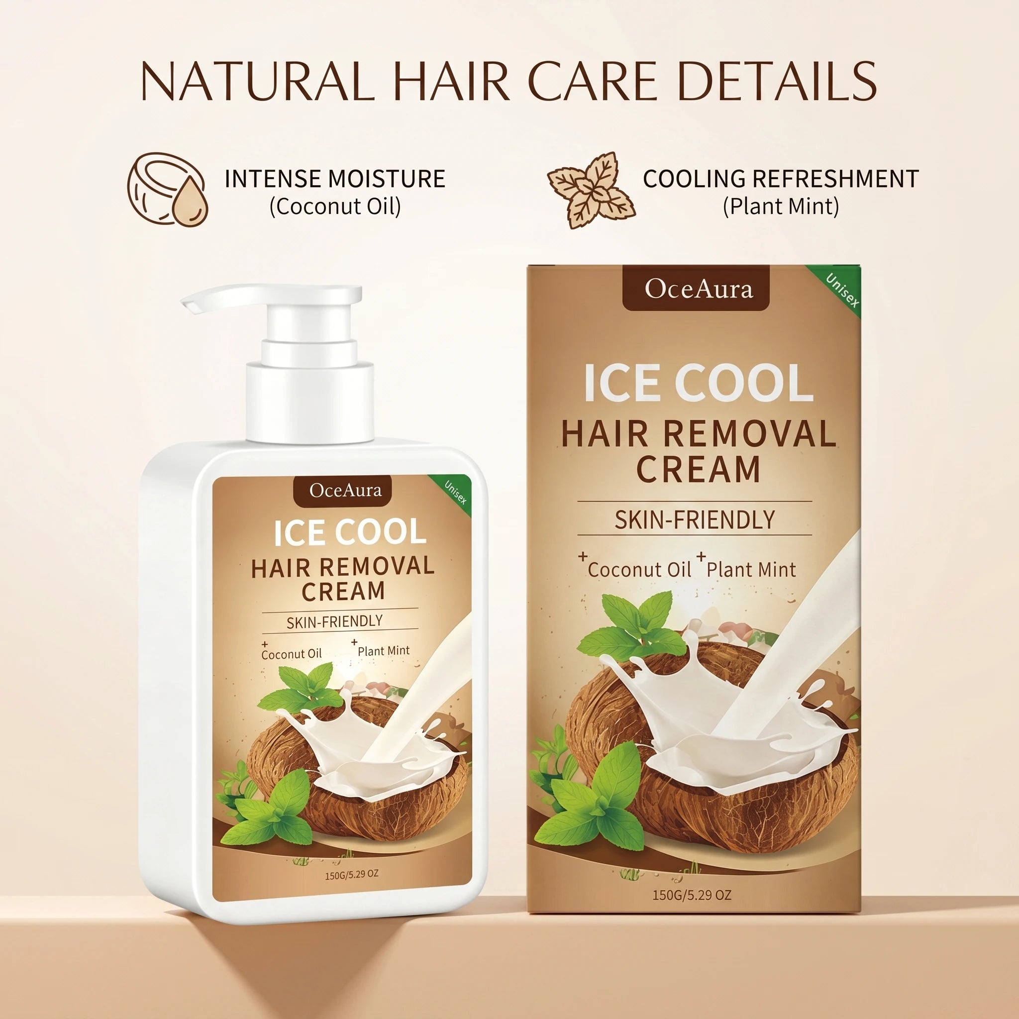 Ice Cool Painless Hair Removal Cream with Coconut Oil & Mint - 4