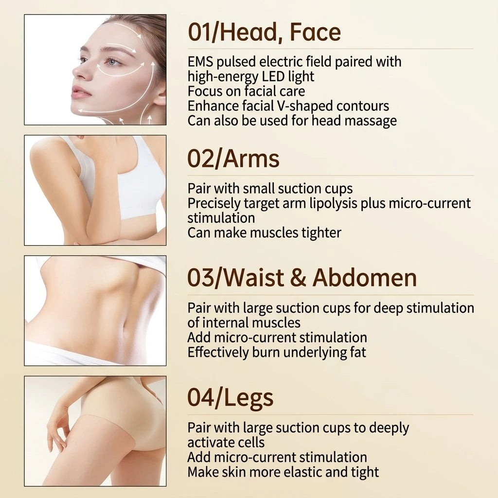 5-in-1 Body & Face Sculpting Machine - Electric Cellulite Massager with LED & EMS - 13