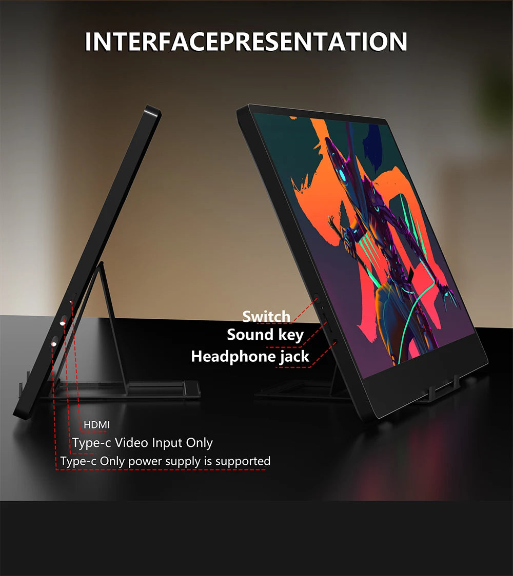 14-Inch Portable Monitor - 60Hz Lightweight Travel Display with Speakers
