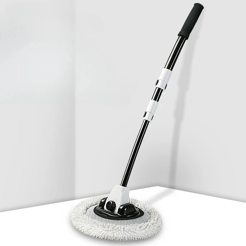 Telescopic Car Wash Mop with 15° Curved Handle & Microfiber Brush