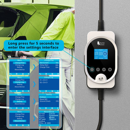 11KW Type 2 Smart EV Wallbox Charger - Portable 3-Phase Electric Car Station