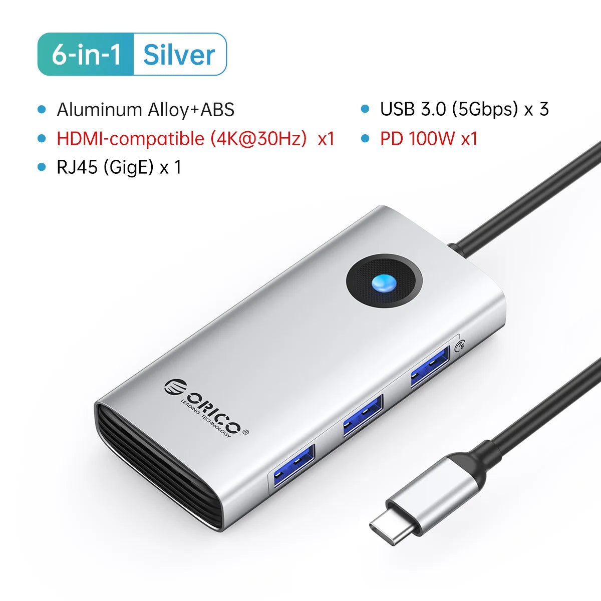 ORICO 10-in-1 USB-C Docking Station 4K HDMI Hub for Laptop & MacBook - 40