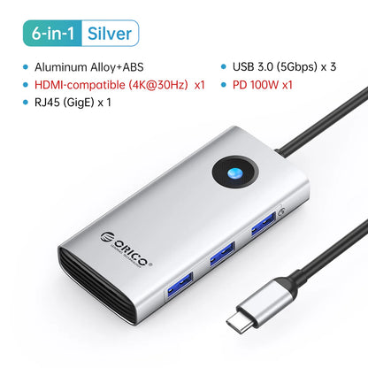 ORICO 10-in-1 USB-C Docking Station 4K HDMI Hub for Laptop & MacBook