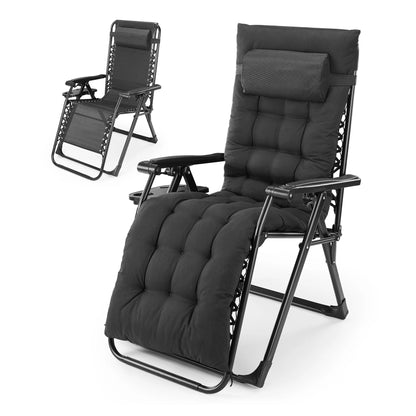 Zero Gravity Recliner Chair - Foldable Outdoor Patio Lounger with Cushion