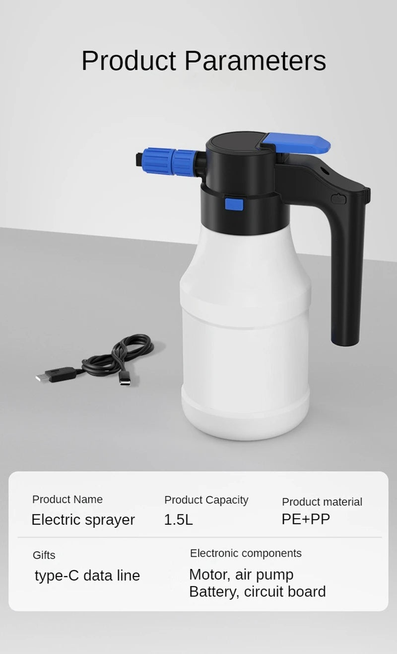 1.5L Cordless Electric Car Wash Foam Sprayer