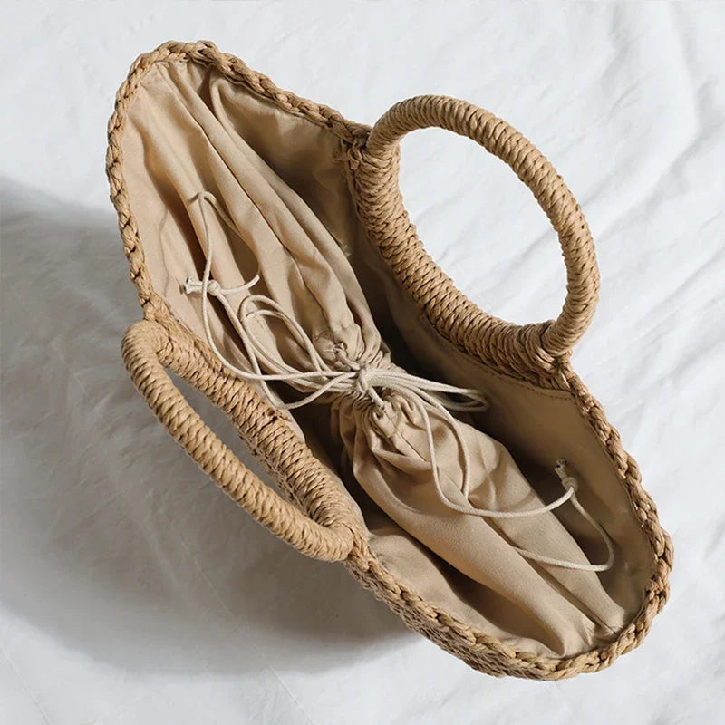 Luxury Half-moon Straw Tote