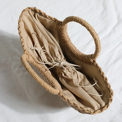 Luxury Half-moon Straw Tote